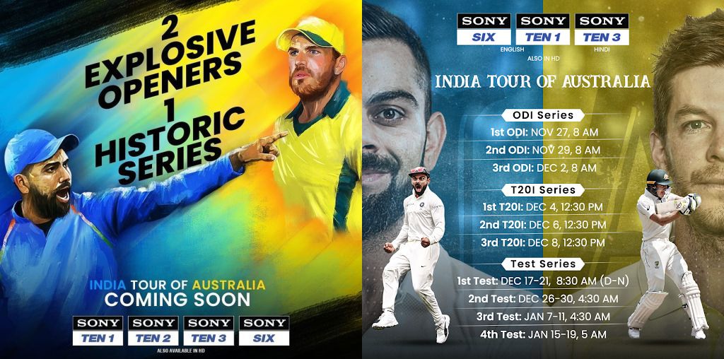 australia tour of india live telecast