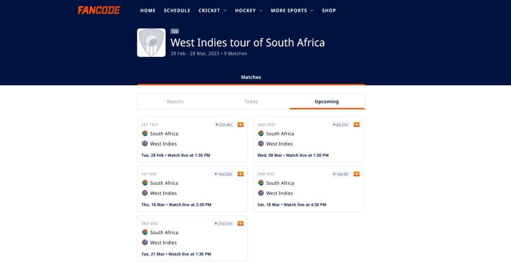 West Indies Tour Of South Africa Live Streaming In India Exclusively On