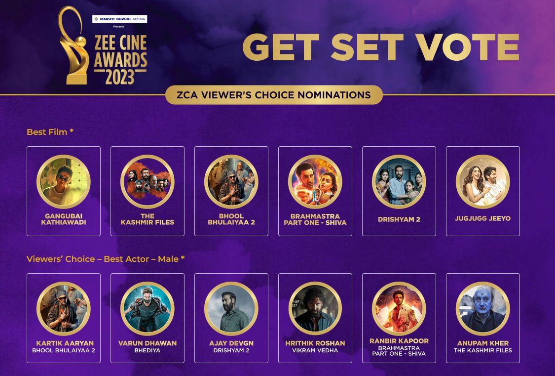 Zee Cine Awards 2023 Voting Online