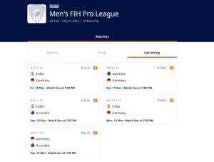 FIH Pro League Upcoming Matches Schedule