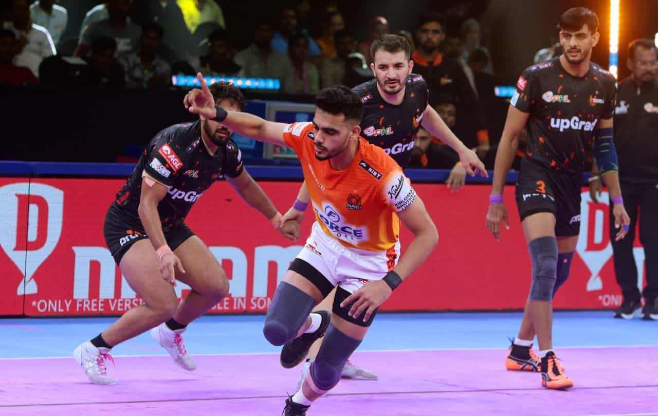 Puneri Paltan Player Mohit Goyat in Action during PKL Match