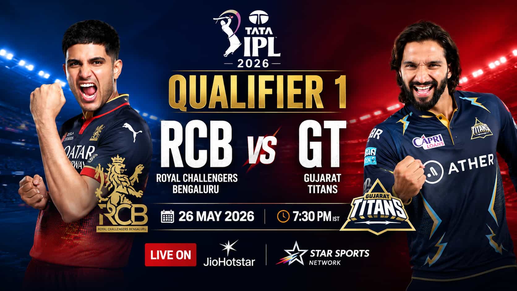 IPL 2026 Qualifier 1: RCB vs GT – Date, Time, Live Streaming, Key Battles and Expert Predictions