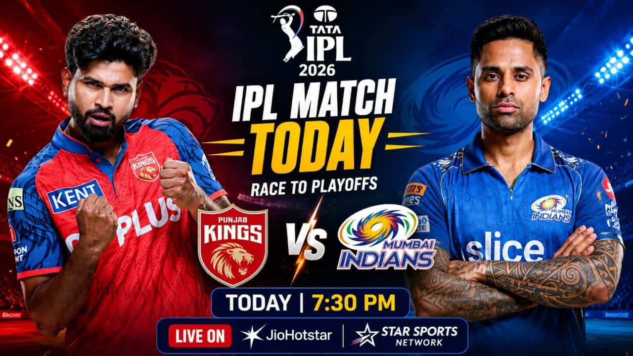 IPL Match Today Live – Punjab Kings vs Mumbai Indians at 7:30 PM in TATA IPL 2026 Race to Playoffs