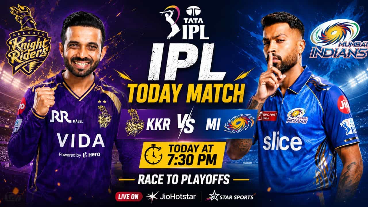 Today IPL Match – KKR vs MI at 7:30 PM in Crucial Race to Playoffs, Live Streaming on JioHotstar