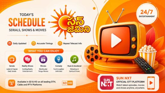 Sun Gemini TV Schedule - Today's Programs, Serials & Repeat Telecast Time Sun Gemini TV Schedule - Today's Programs, Serials & Repeat Telecast Time