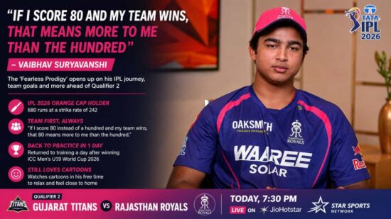 Vaibhav Suryavanshi Ahead of IPL 2026 Qualifier 2