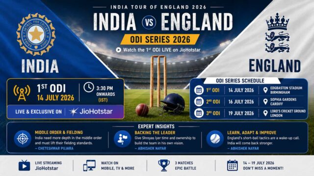 India vs England 1st ODI Live on JioHotstar: Schedule, Match Time, Venue & Series Details